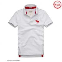 heren abercrombie and fitch korte polo t-shirt wit rood moose logo Aanbiedingen Sale h5bds921